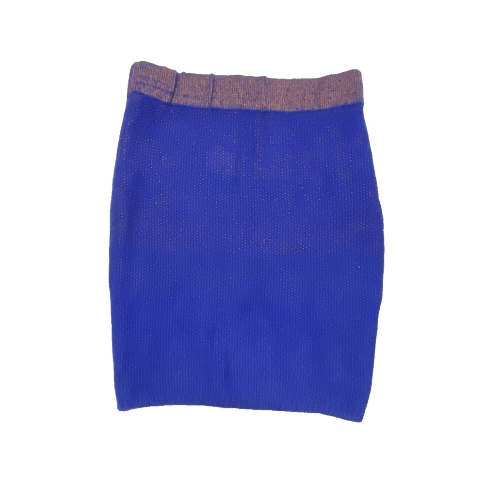 Eleven Paris Skirt Womens Size 4 Blue Angora Pull On Stretch Pencil Bodycon - Picture 2 of 8